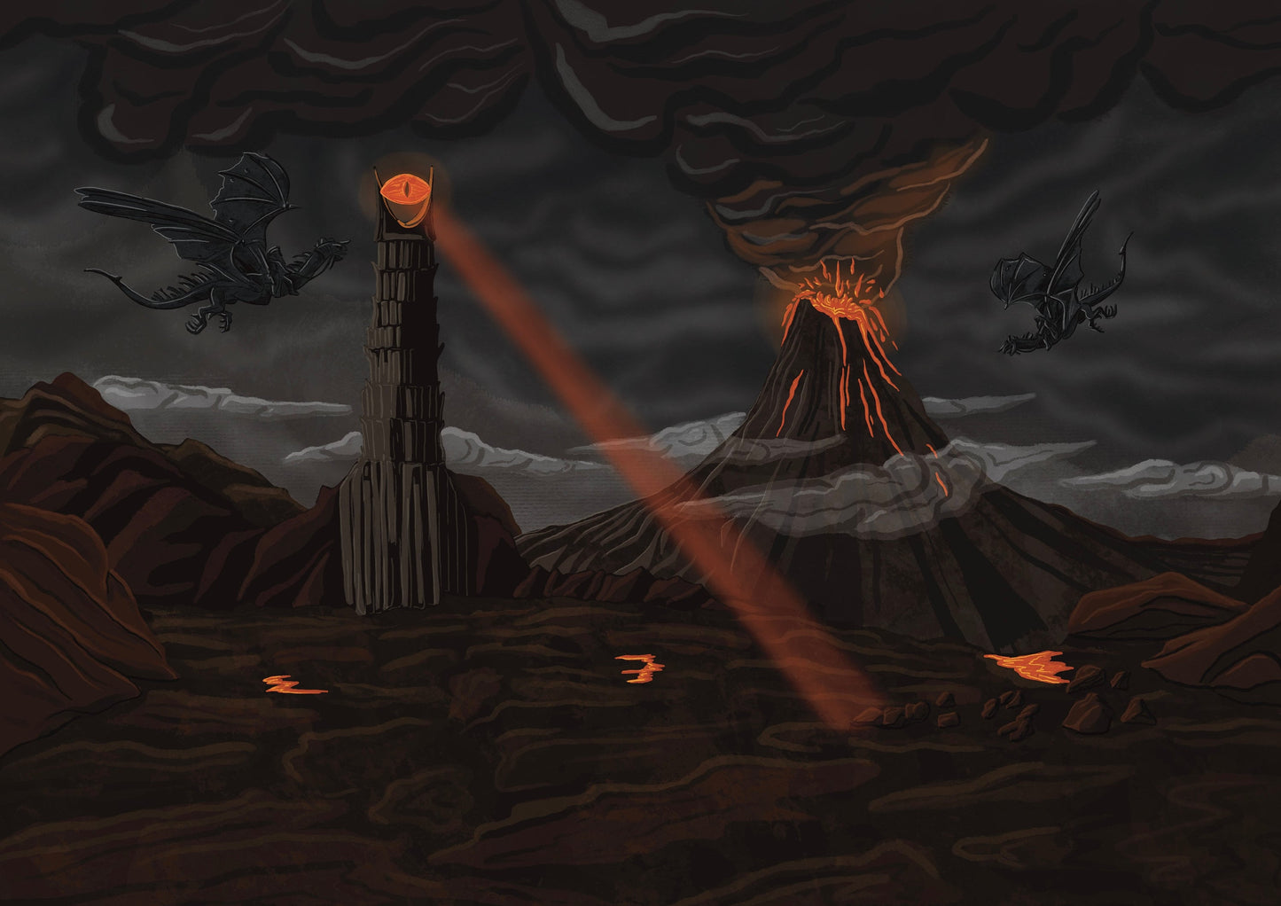 Wall Art | Mordor | Lord of the rings | Illustration Print