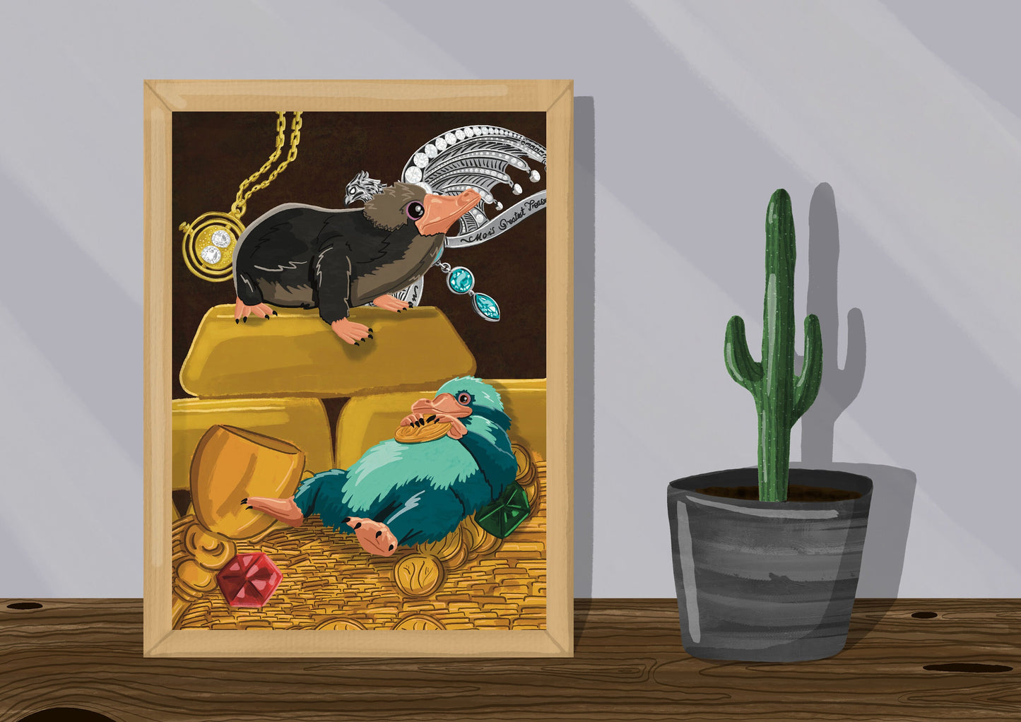 Wall Art | Nifflers | Mythical creature | Hogwarts | Wizarding World | Illustration Print