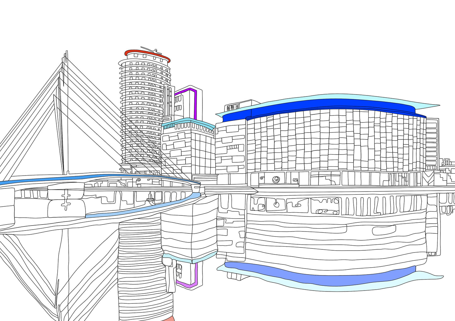 Line Art | Manchester Media City | Landmark | Illustration Print