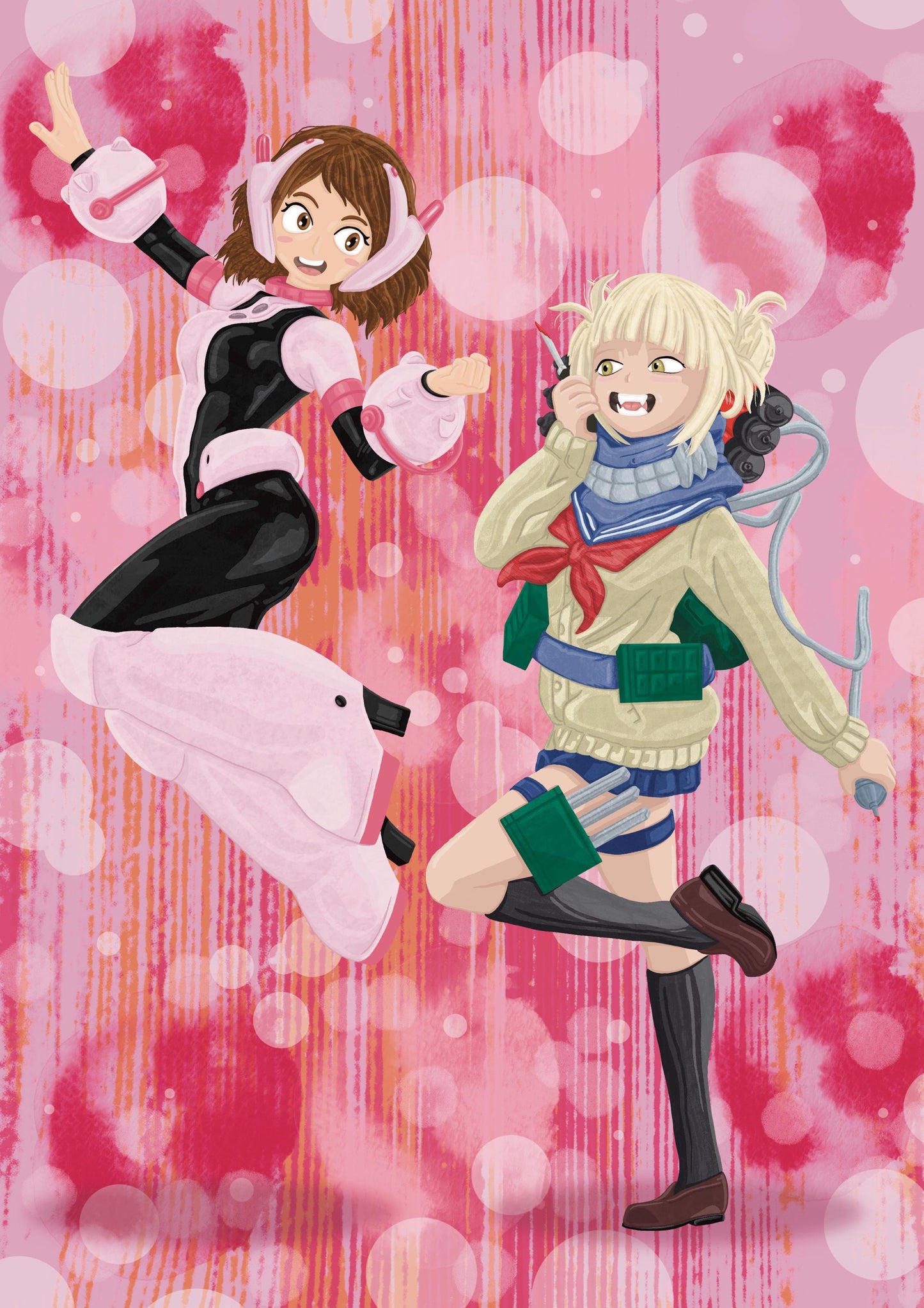 Wall Art | Uraraka And Toga | Anime | My Hero Academia | Illustration Print