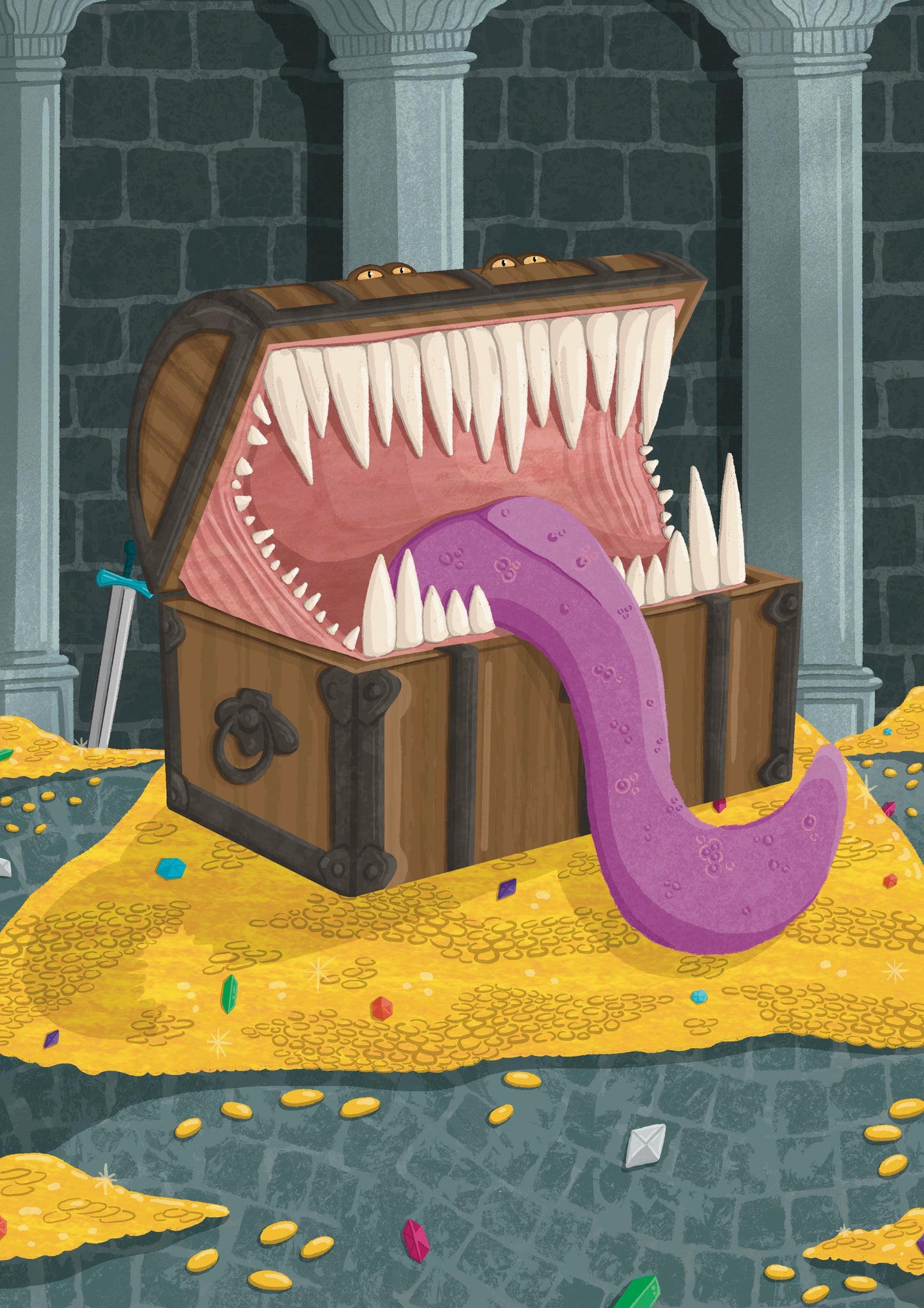 Wall Art | Mimic | D&D | Mythical Creature | Illustration Print