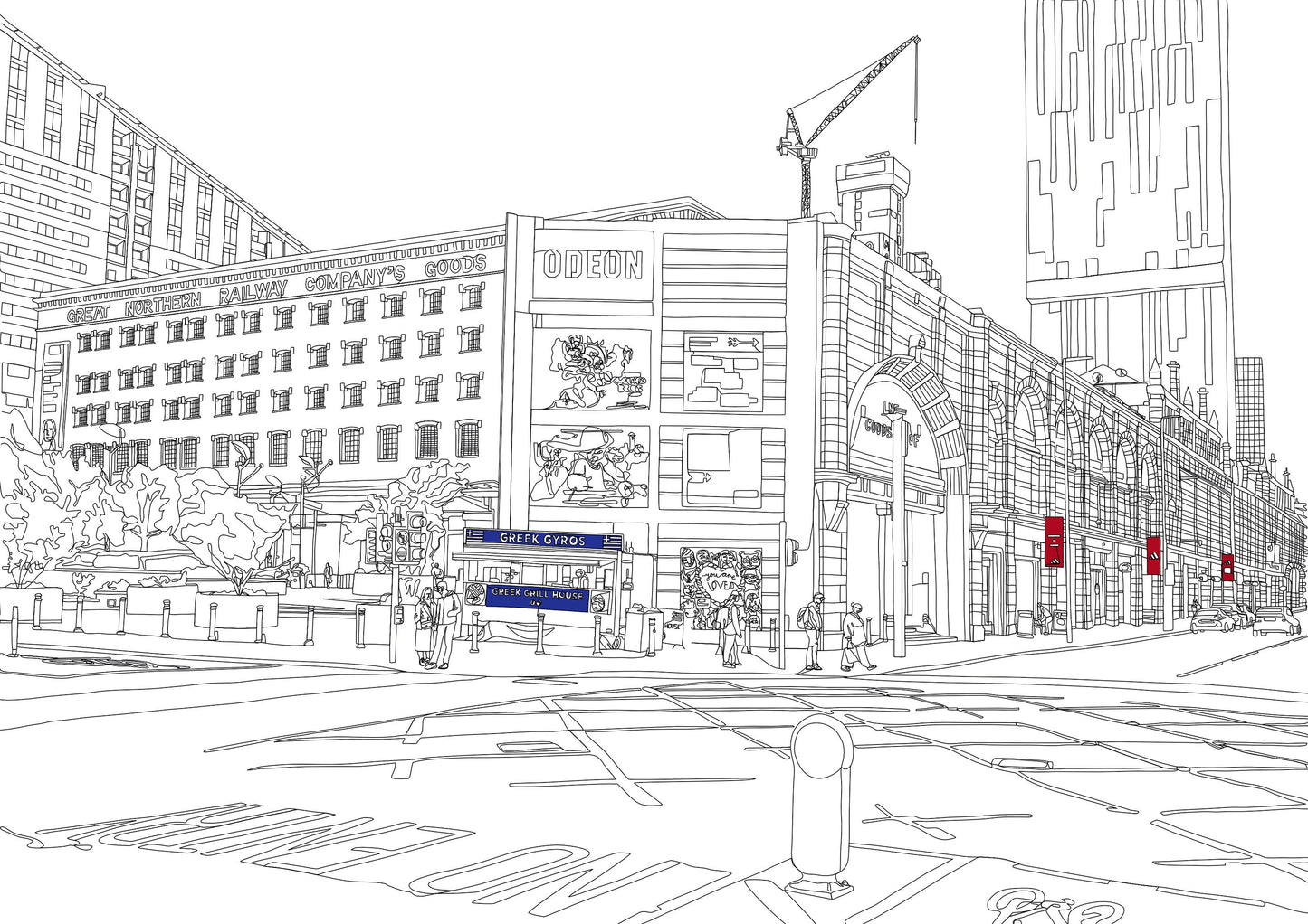 Line Art | Manchester Deansgate and Great Northern | Landmark | Illustration Print