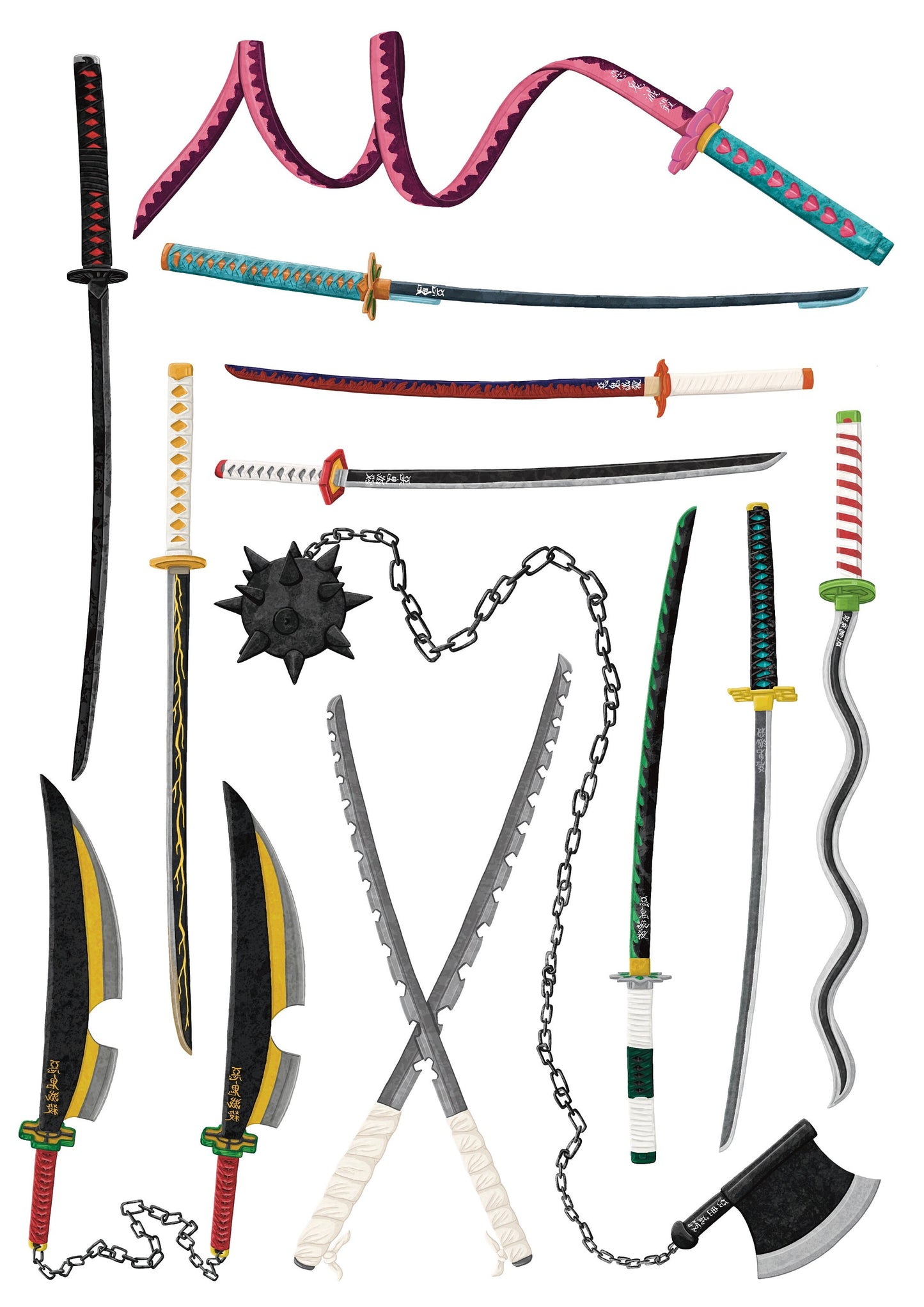 Wall Art | Katanas | Anime | Demon Slayer | Illustration Print