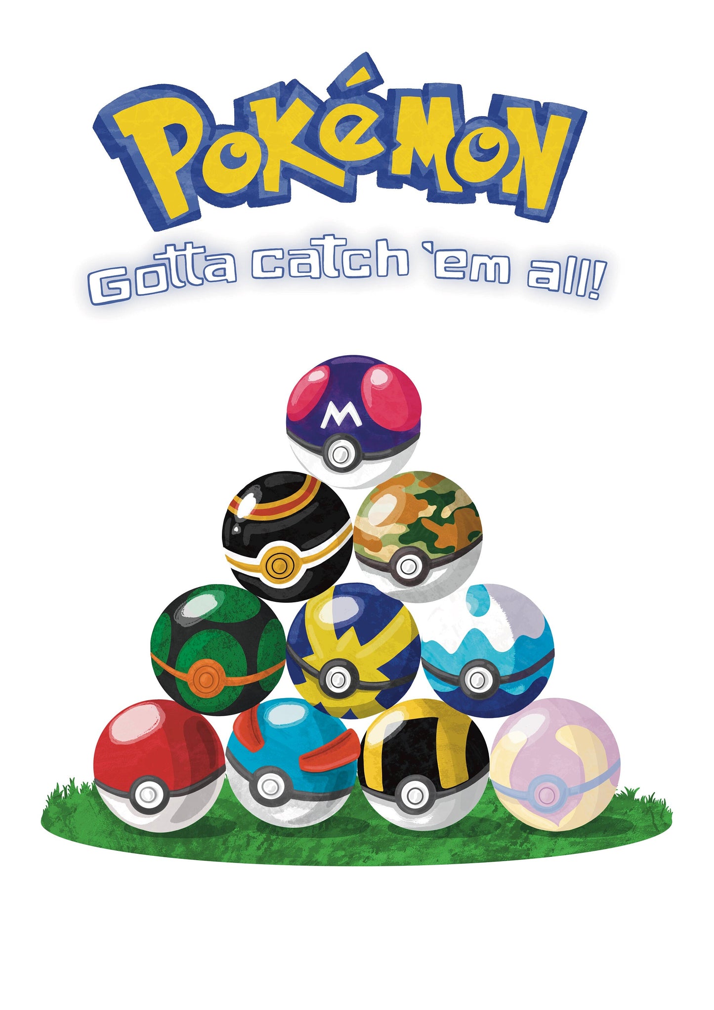 Wall Art | Pokéballs | Anime | Pokémon | Illustration Print