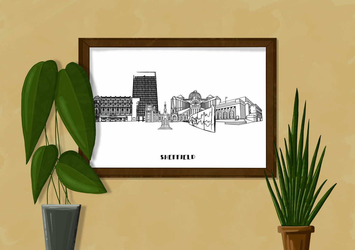 Line Art | Sheffield Landmark Skyline | Illustration Print
