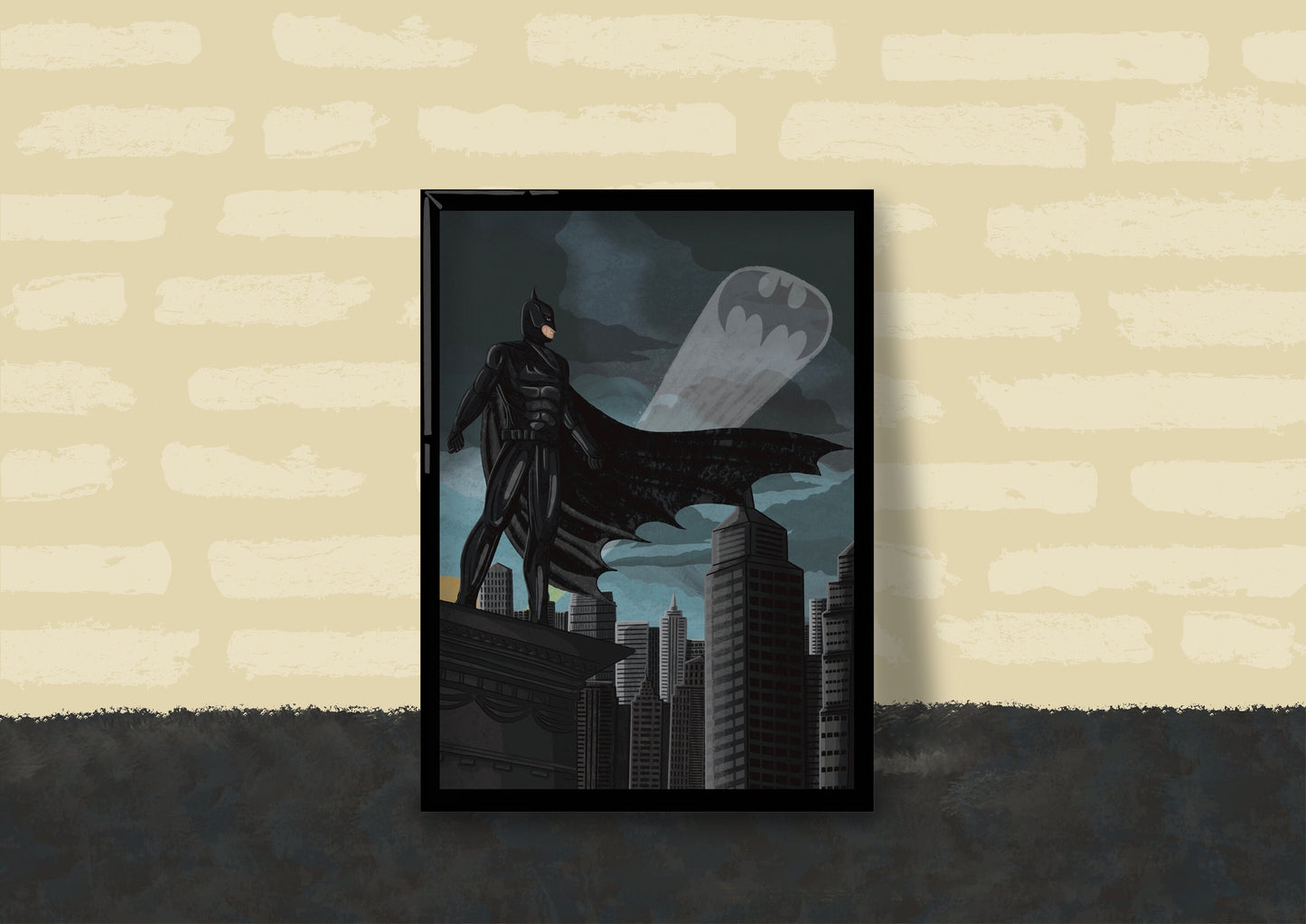 Wall Art | Batman and Bat Signal | Illustration Print