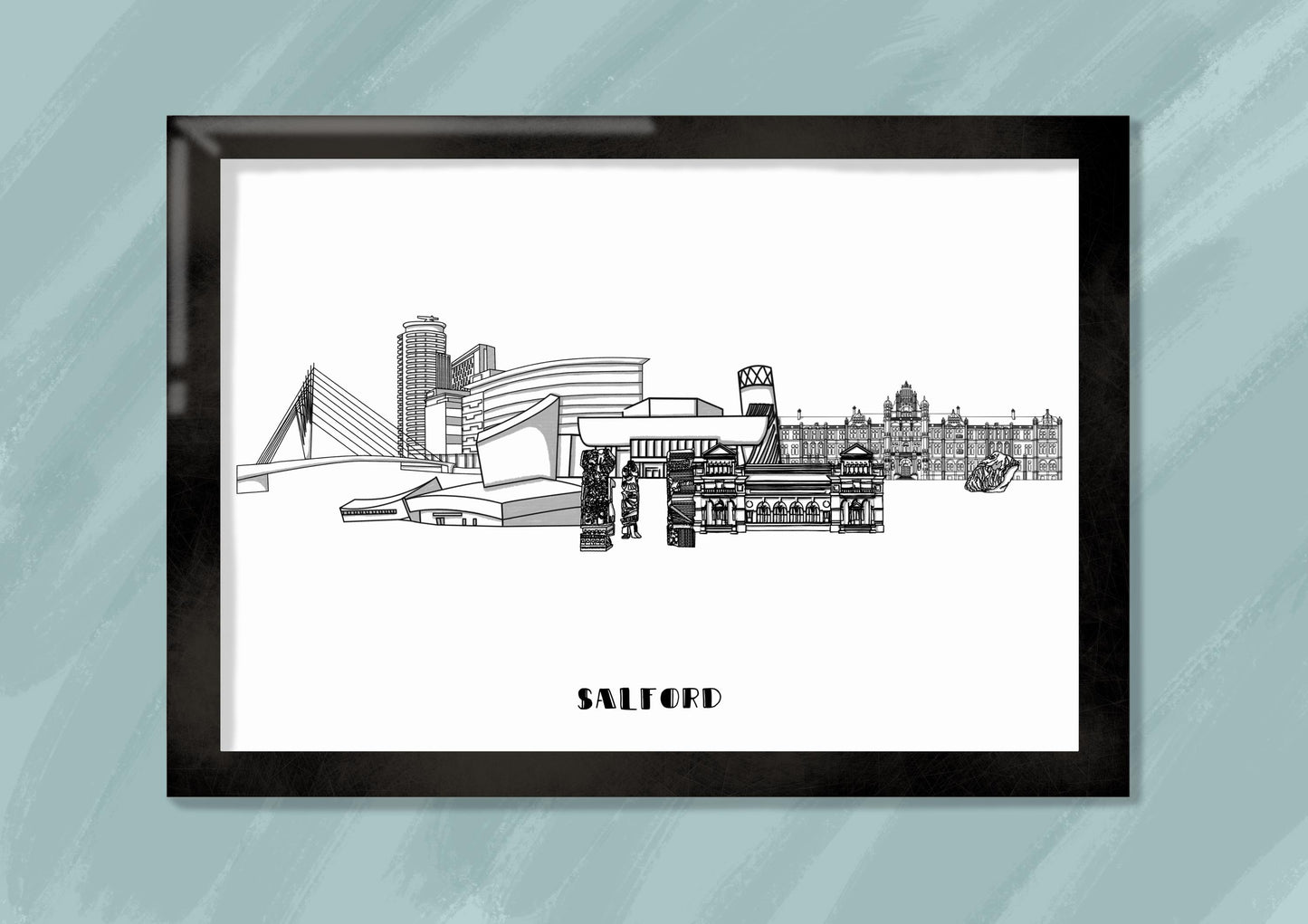 Line Art | Salford Landmark Skyline | Illustration Print