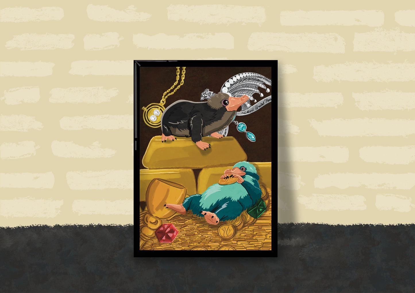 Wall Art | Nifflers | Mythical creature | Hogwarts | Wizarding World | Illustration Print
