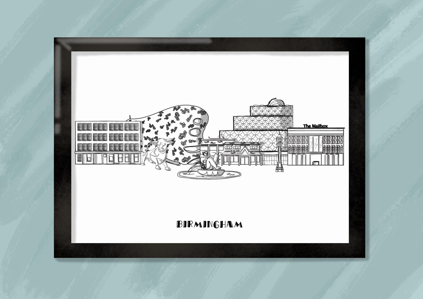 Line Art | Birmingham Landmark Skyline | Illustration Print