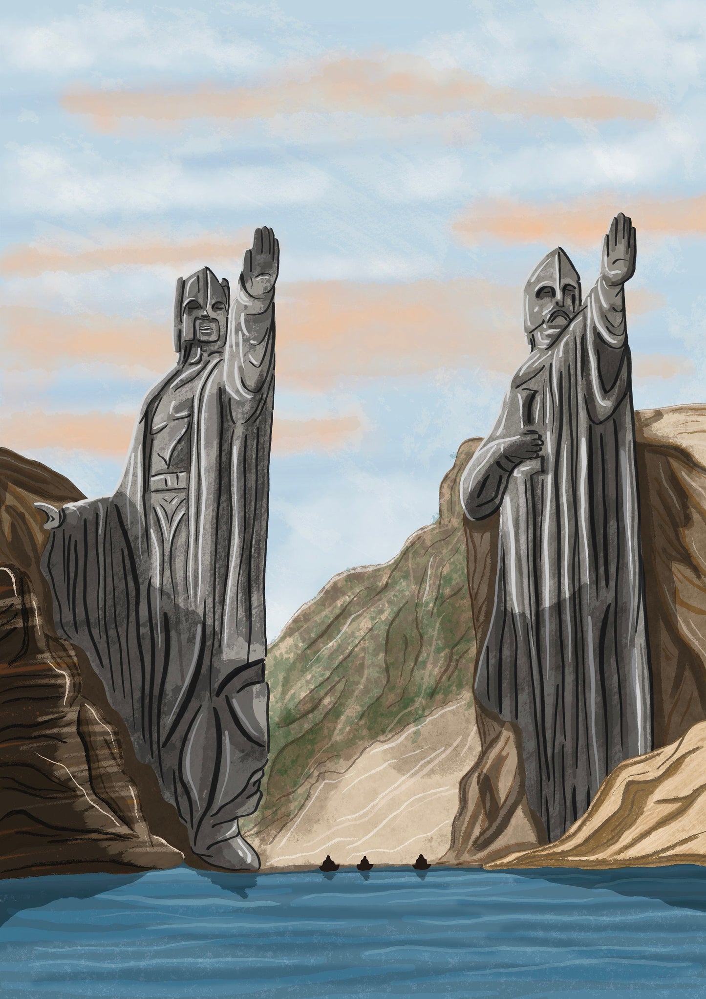Wall Art | The Argonath statues | Lord of the Rings | Illustration Print