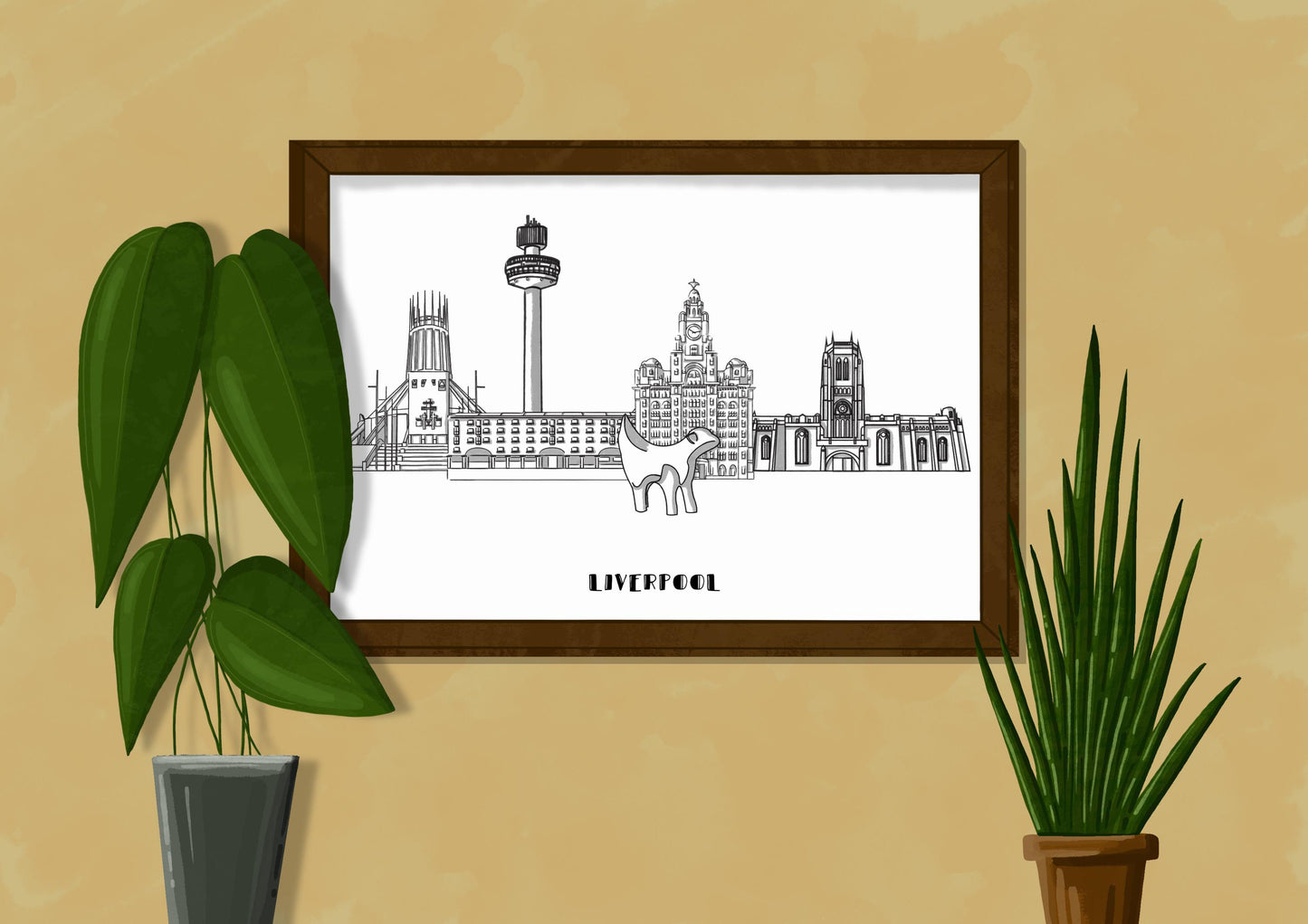 Line Art | Liverpool Landmark Skyline | Illustration Print