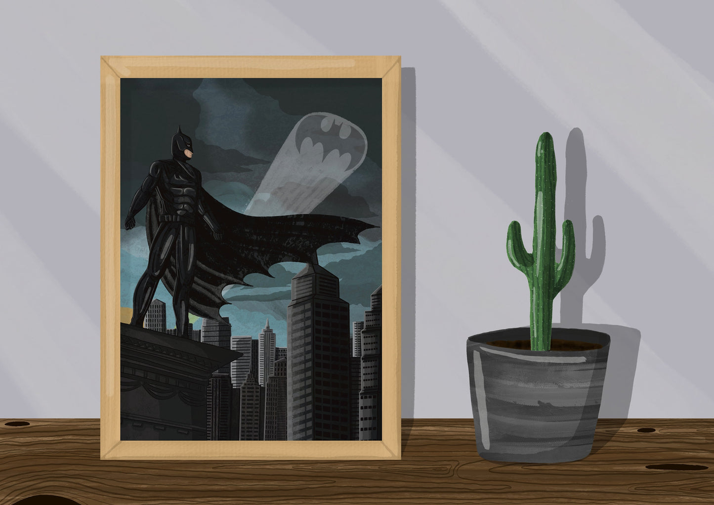 Wall Art | Batman and Bat Signal | Illustration Print