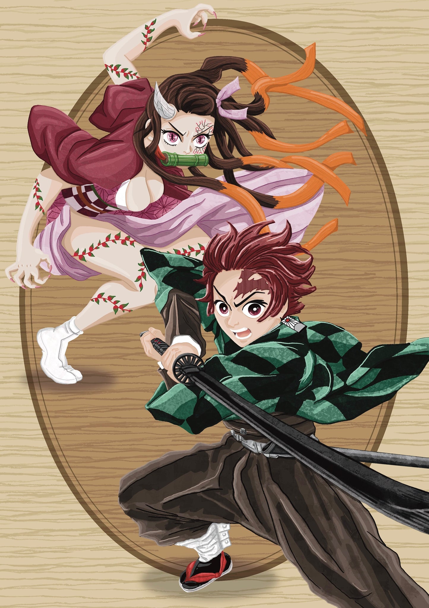 Wall Art | Tanjiro and Nezuko | Anime | Demon Slayer | Illustration Print