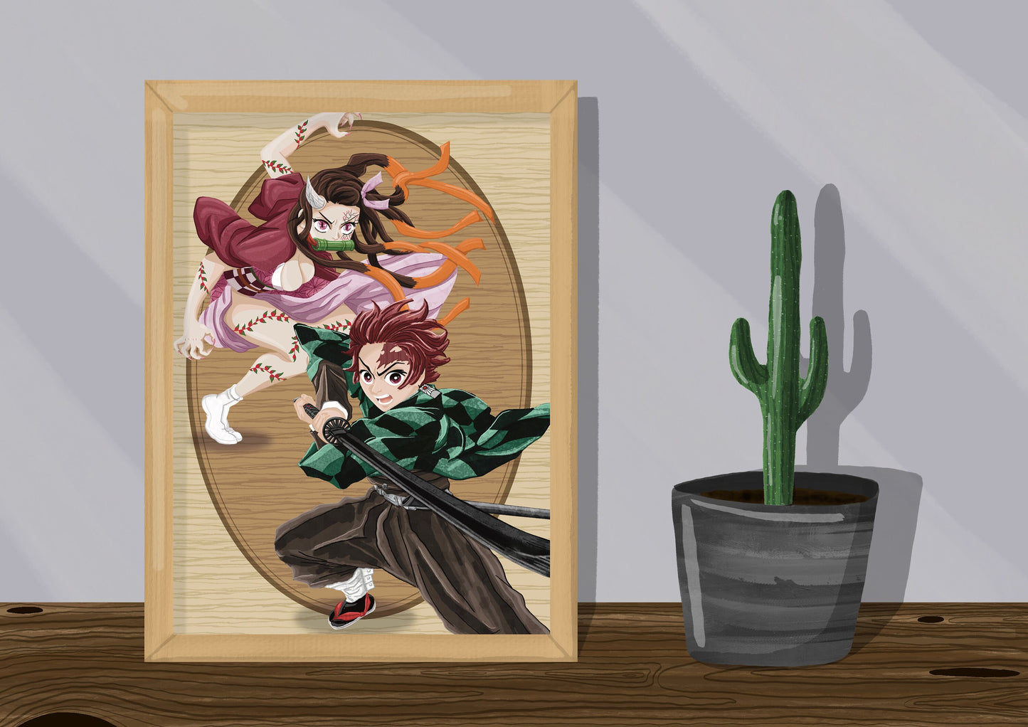 Wall Art | Tanjiro and Nezuko | Anime | Demon Slayer | Illustration Print