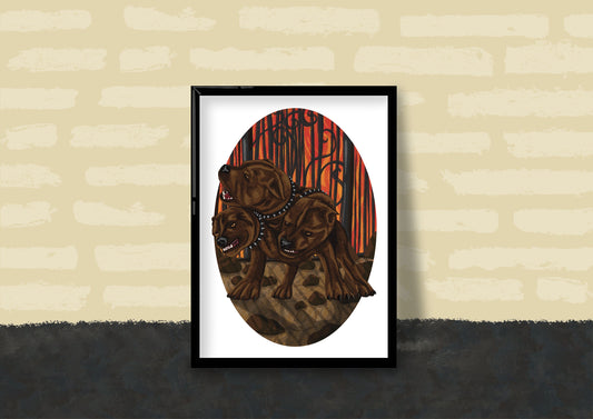 Wall Art | Cerberus | Mythical Creature | Greek Mythology | Illustration Print