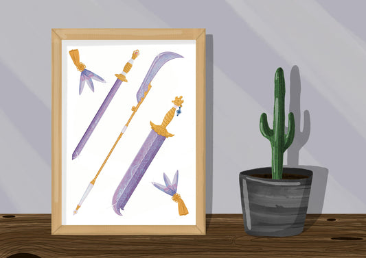 Wall Art | Huntrix Blades | Kpop demon hunters | Illustration Print