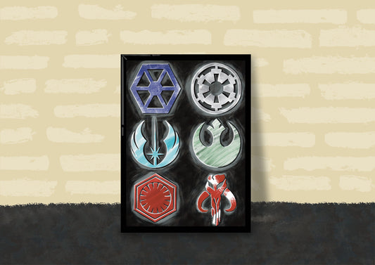 Wall Art | Star Wars Symbols | Rebellion | Empire | Illustration Print
