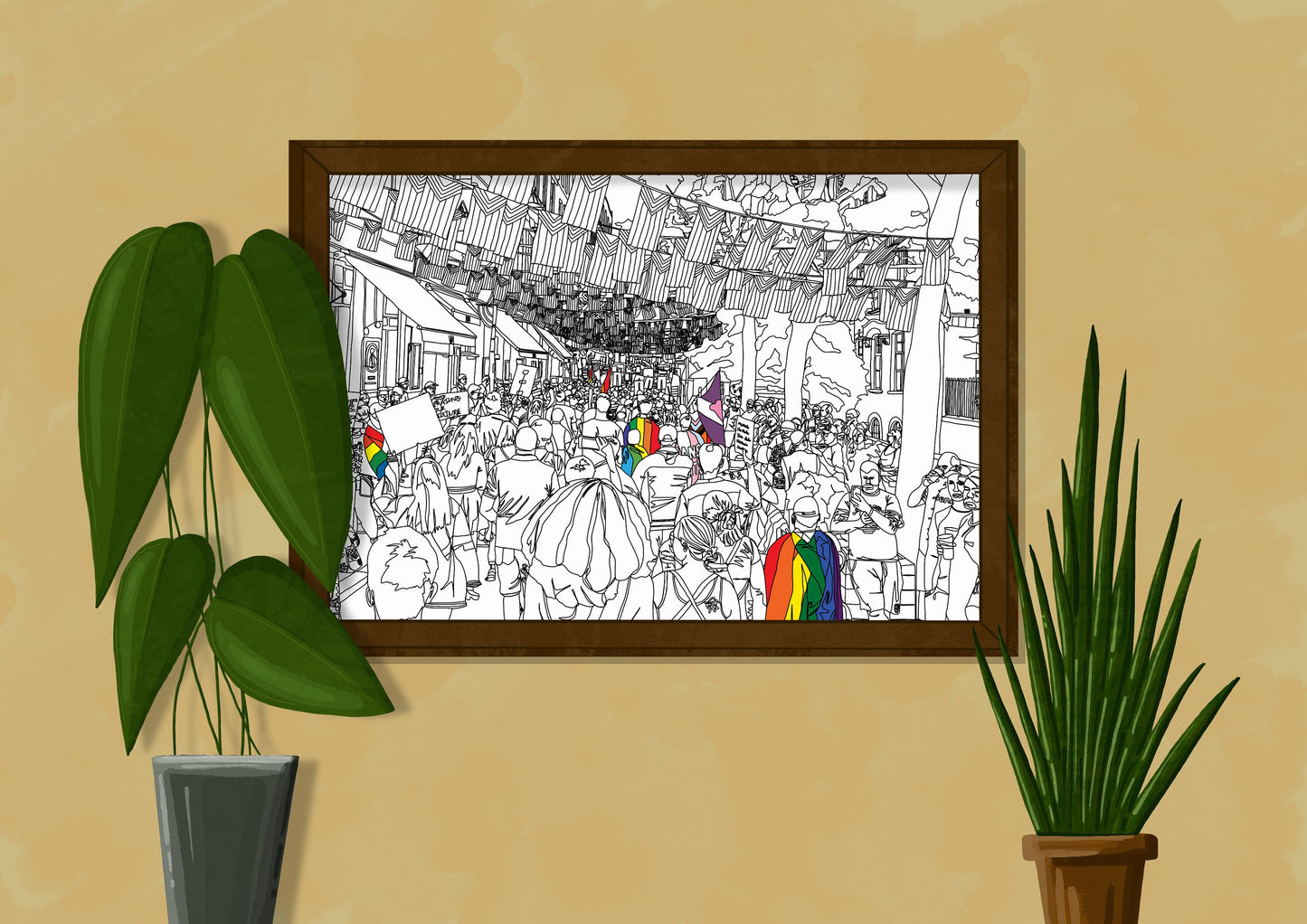 Line Art | Manchester Canal Street | Landmark | Pride | Illustration Print