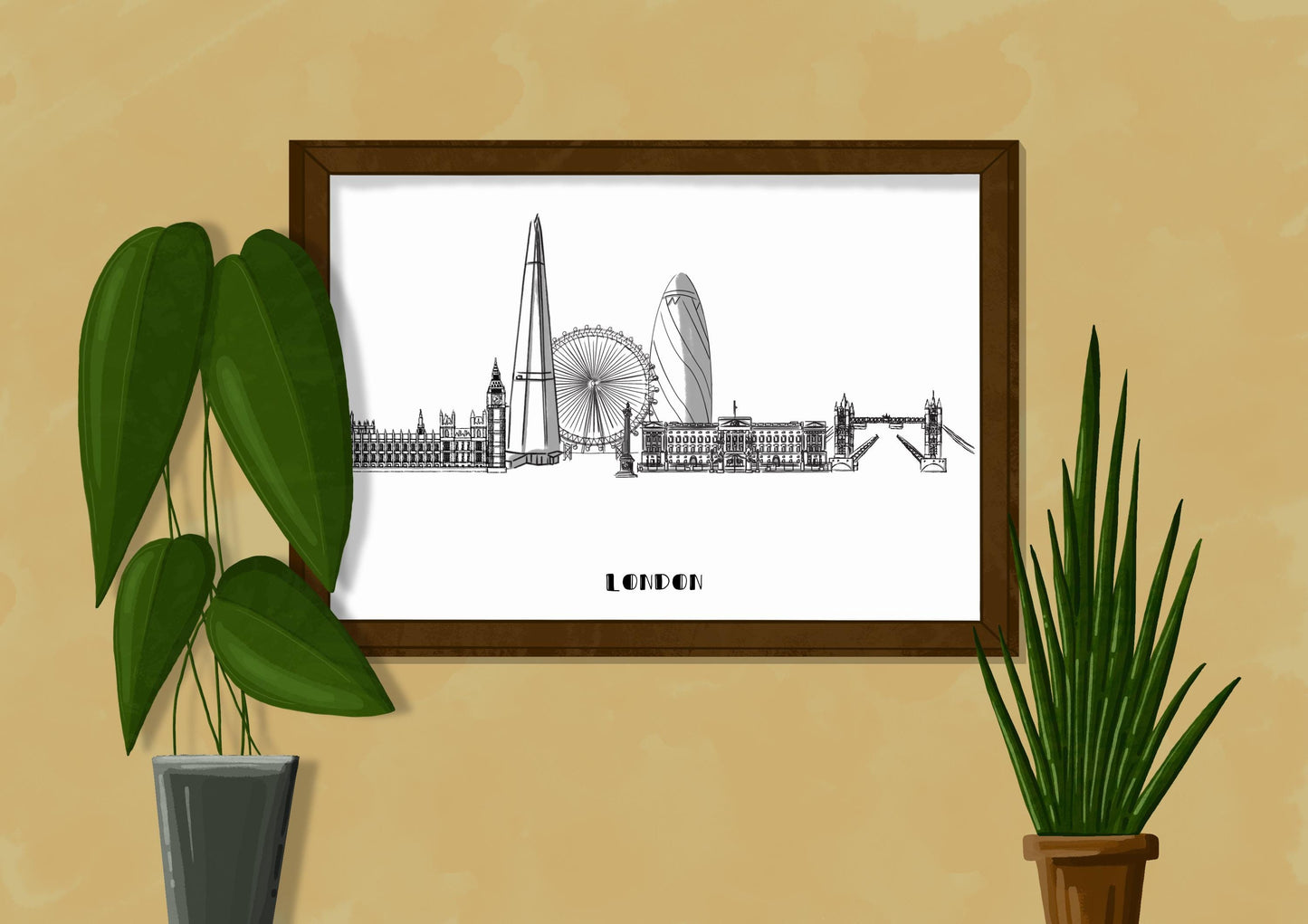 Line Art | London Landmark Skyline | Illustration Print