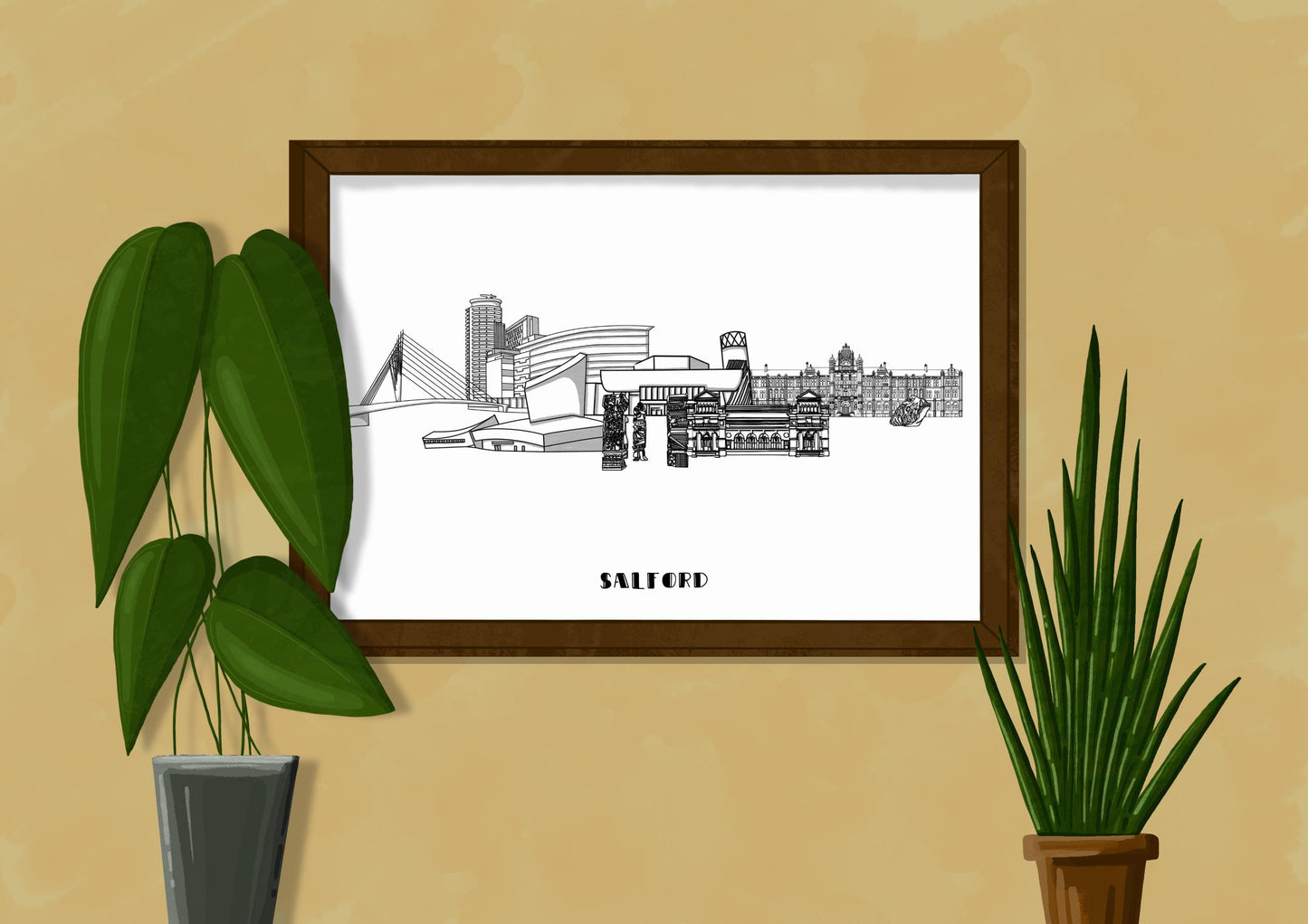 Line Art | Salford Landmark Skyline | Illustration Print