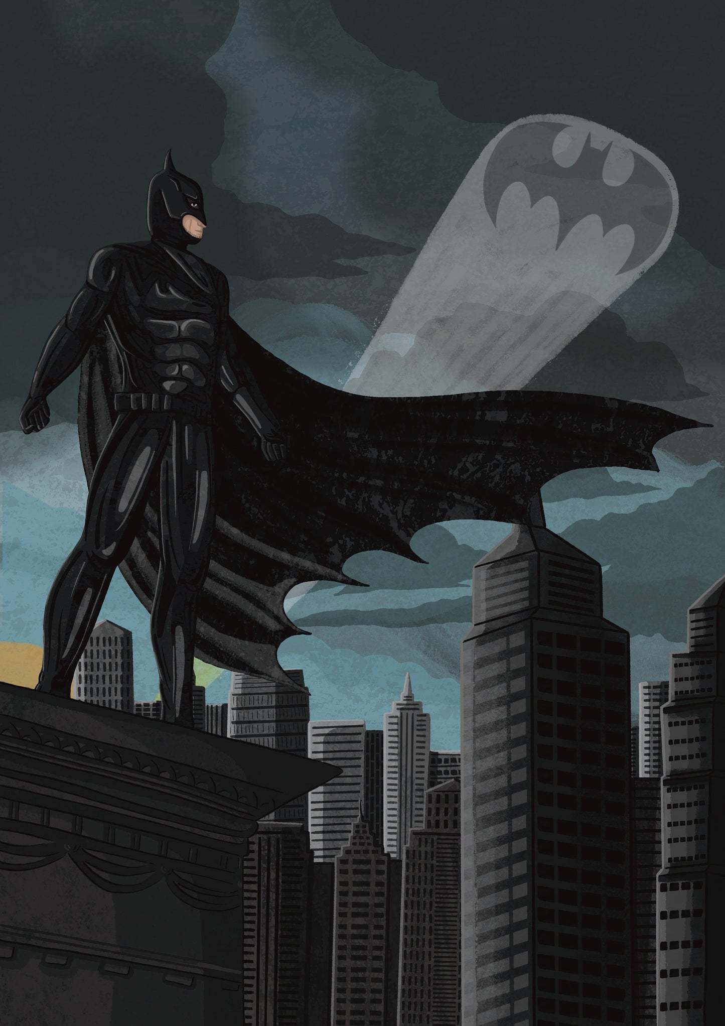 Wall Art | Batman and Bat Signal | Illustration Print