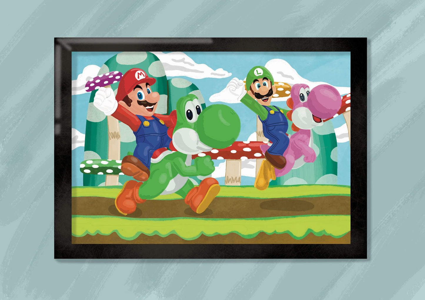 Wall Art | Mario and Luigi | Yoshi | Nintendo | Super Mario | Illustration Print
