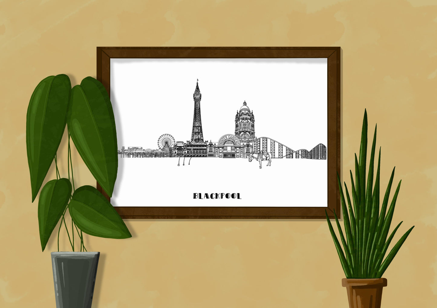 Line Art | Blackpool Landmark Skyline | Illustration Print