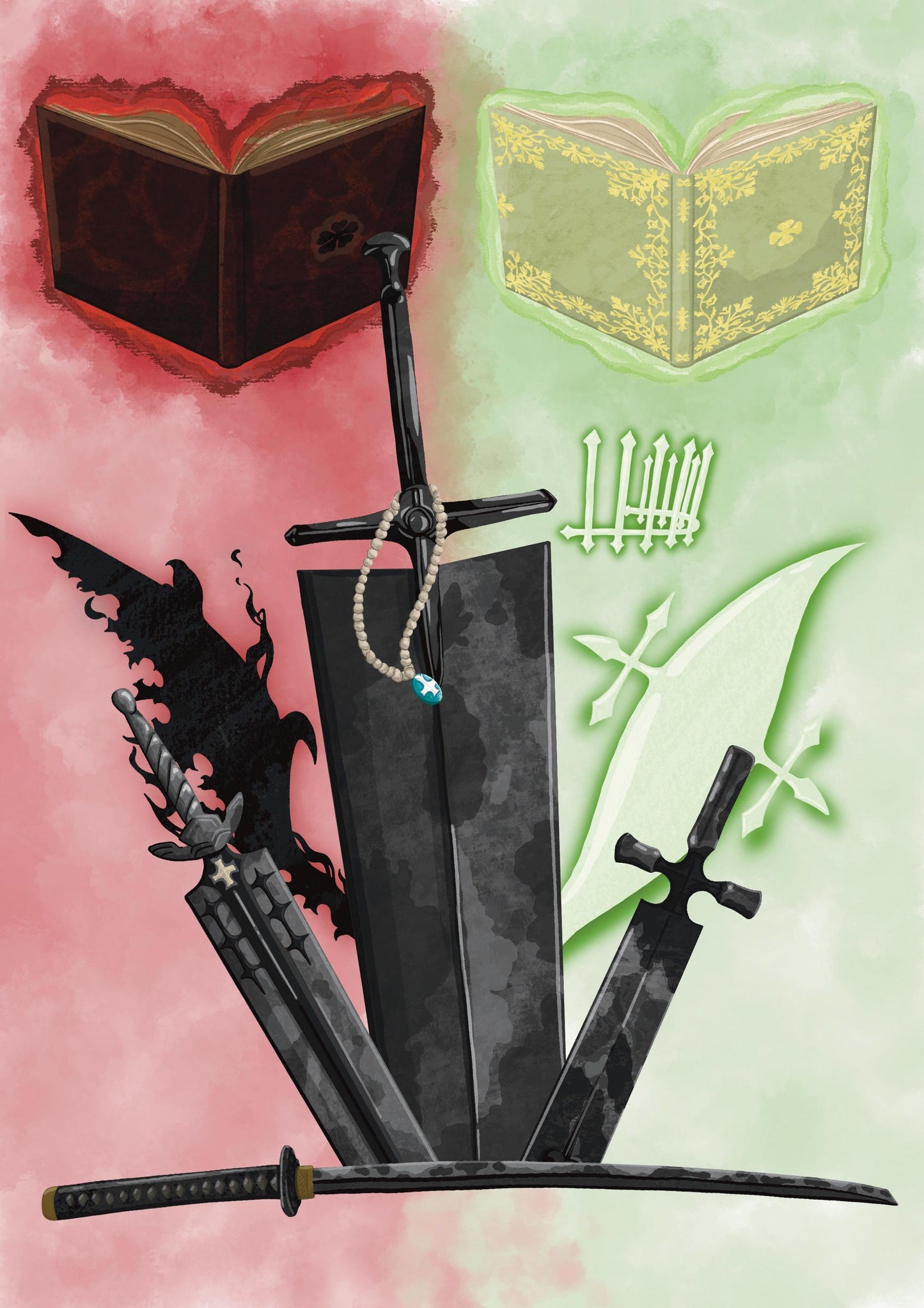 Wall Art | Grimoires and Demon Swords  | Anime | Black Clover | Illustration Print