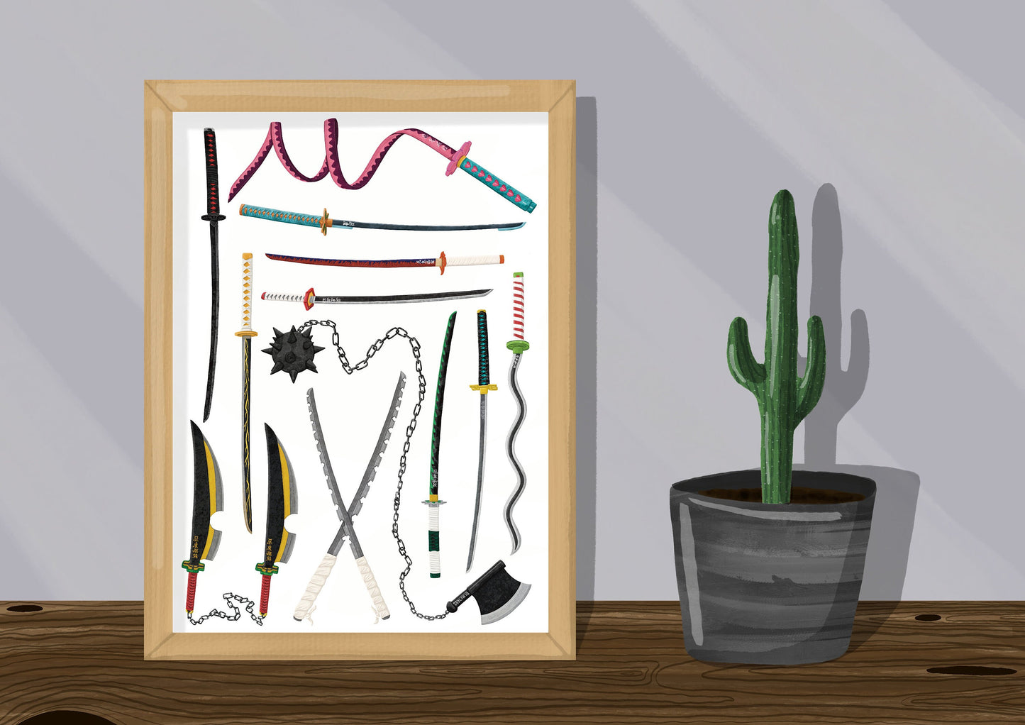 Wall Art | Katanas | Anime | Demon Slayer | Illustration Print