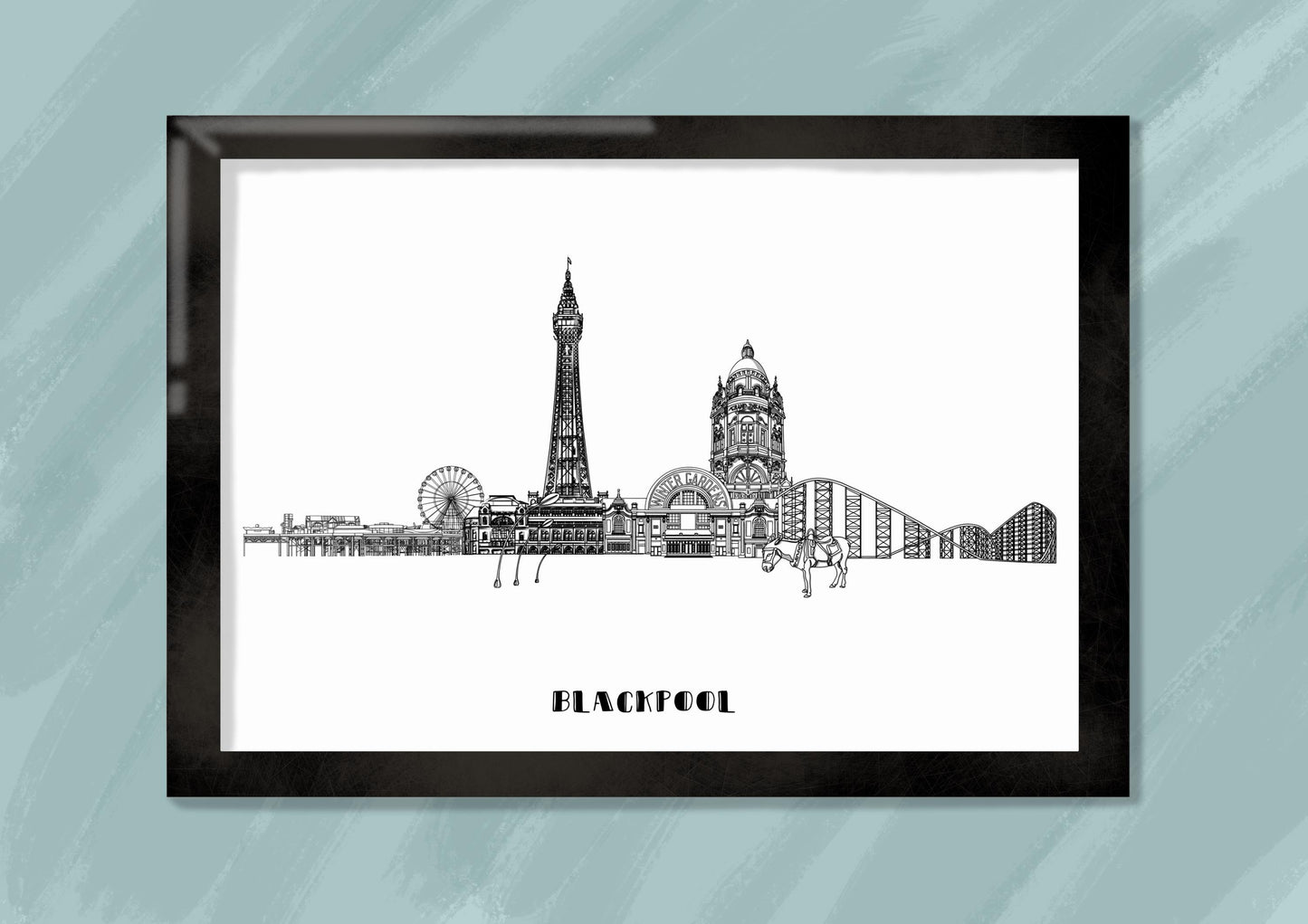 Line Art | Blackpool Landmark Skyline | Illustration Print