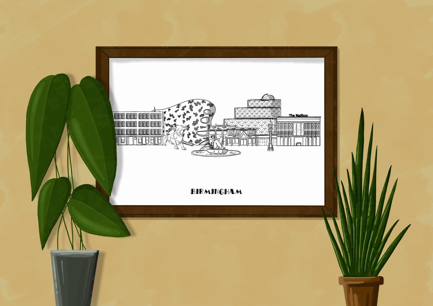 Line Art | Birmingham Landmark Skyline | Illustration Print