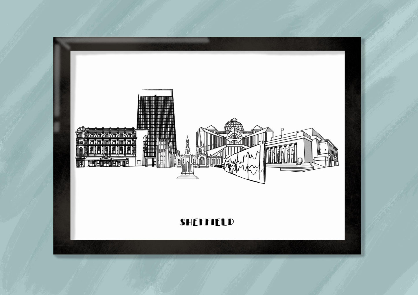 Line Art | Sheffield Landmark Skyline | Illustration Print