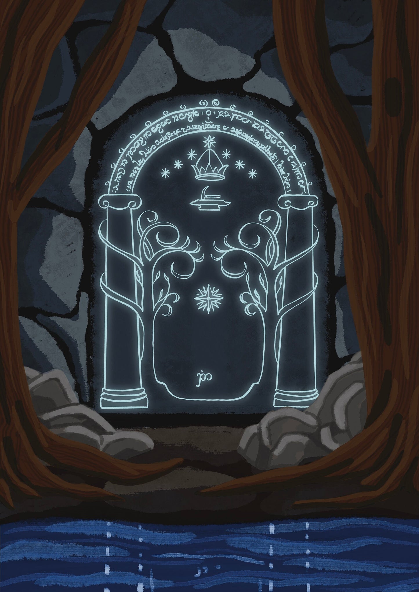 Wall Art | The Door of Moria | Lord of the Rings | Illustration Print