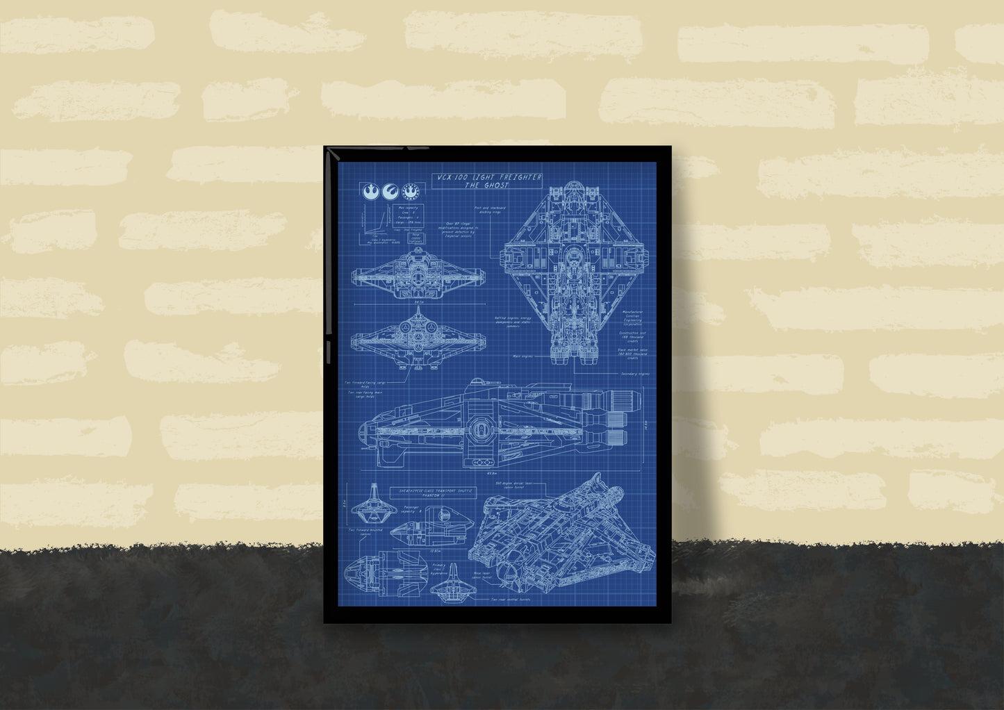 Wall Art | The Ghost Blue Print | Star Wars | Illustration Print