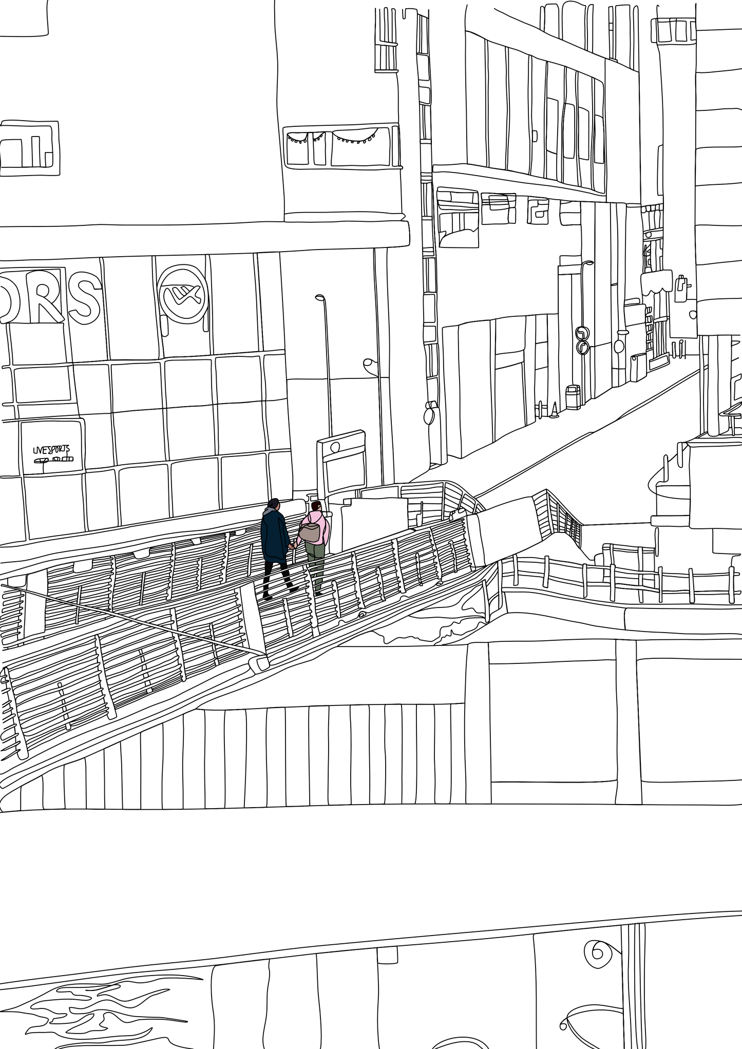 Bespoke Digital Line Art Location Drawing