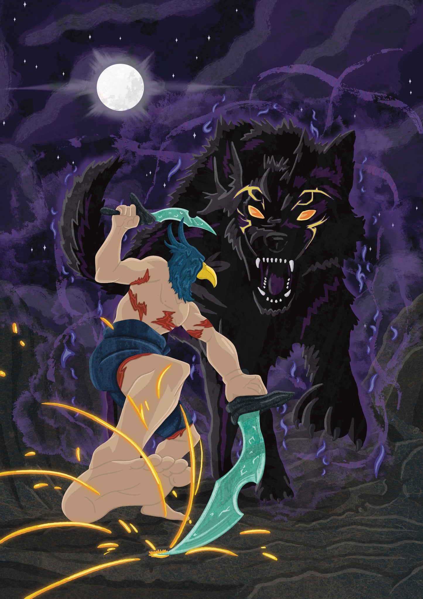 Wall Art | Sunraku and Lycagon | Anime | Shangri-La Frontiers | Illustration Print