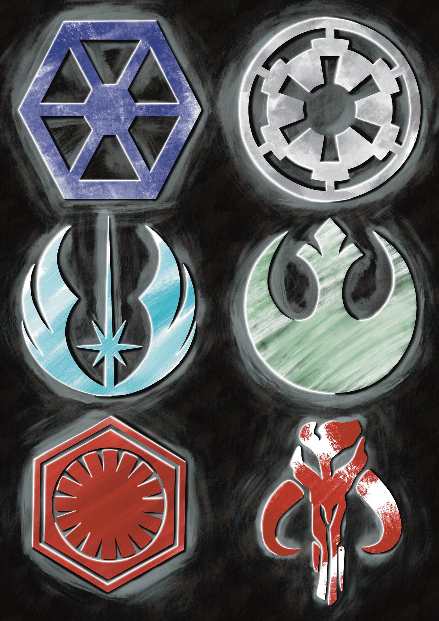 Wall Art | Star Wars Symbols | Rebellion | Empire | Illustration Print
