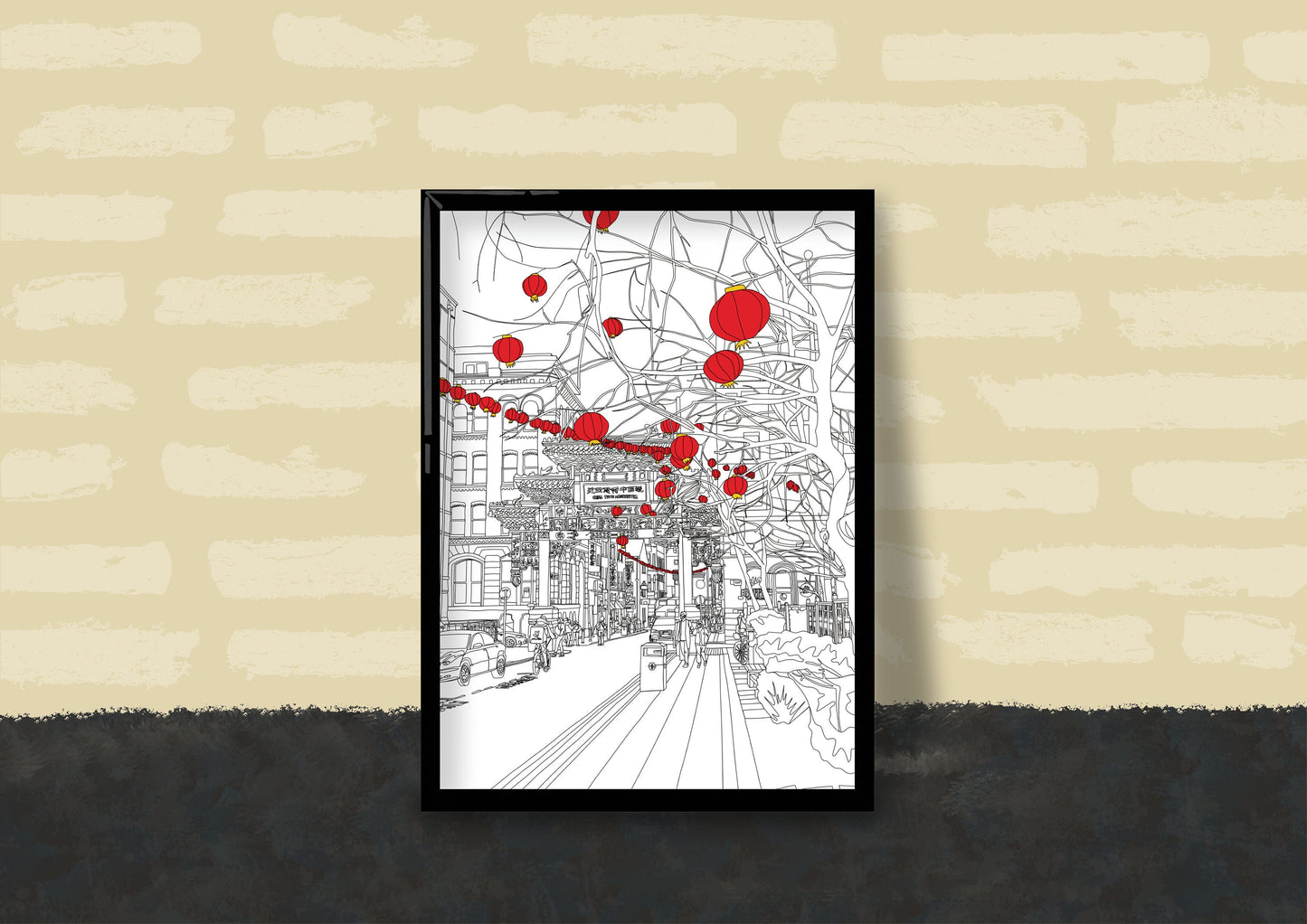 Line Art | Manchester China Town | Landmark | Illustration Print