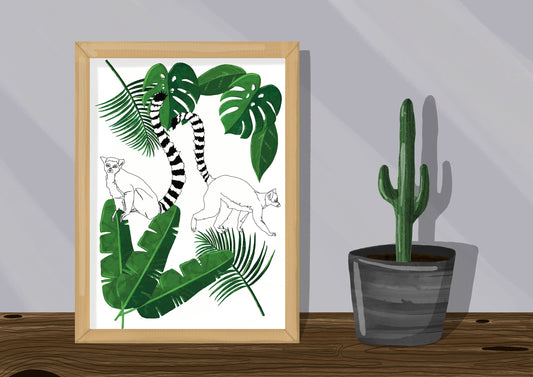 Wall Art | Lemur | Line art | Illustration Print