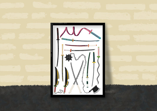 Wall Art | Katanas | Anime | Demon Slayer | Illustration Print
