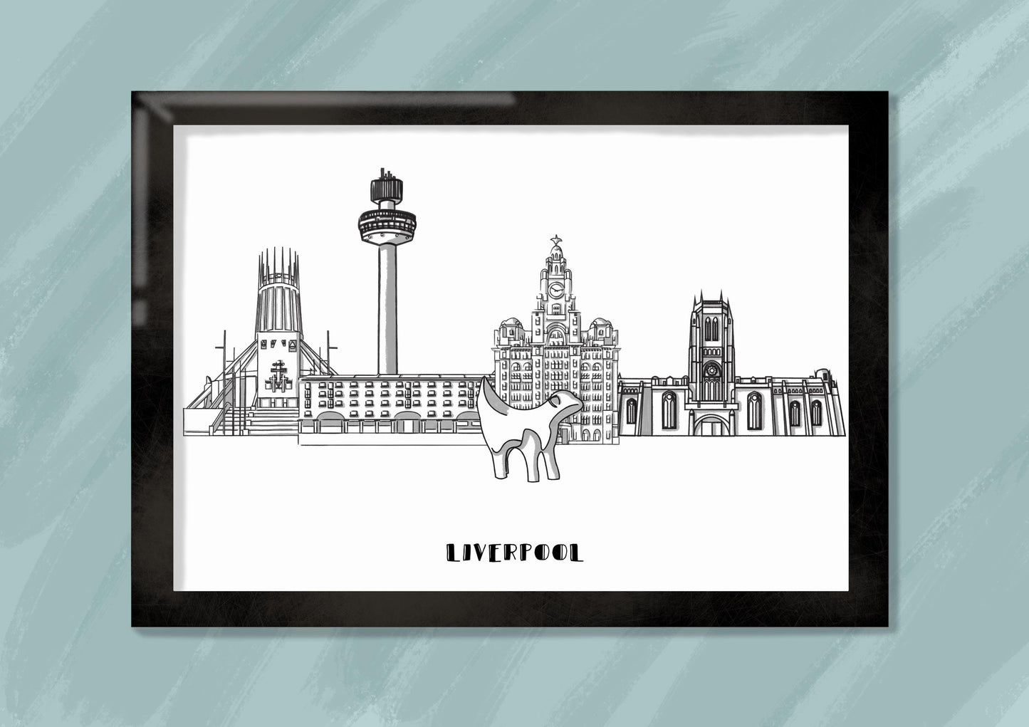 Line Art | Liverpool Landmark Skyline | Illustration Print