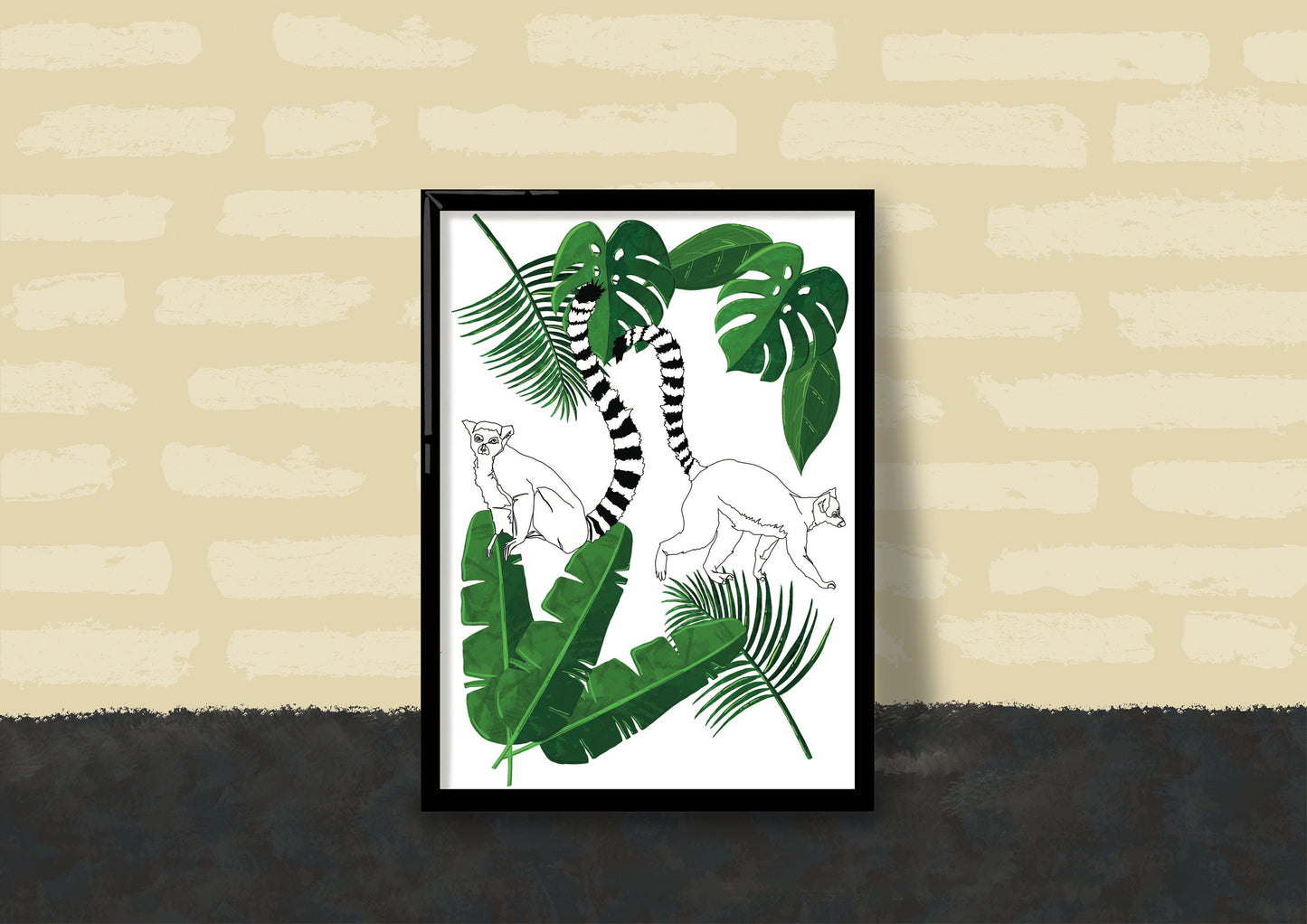 Wall Art | Lemur | Line art | Illustration Print