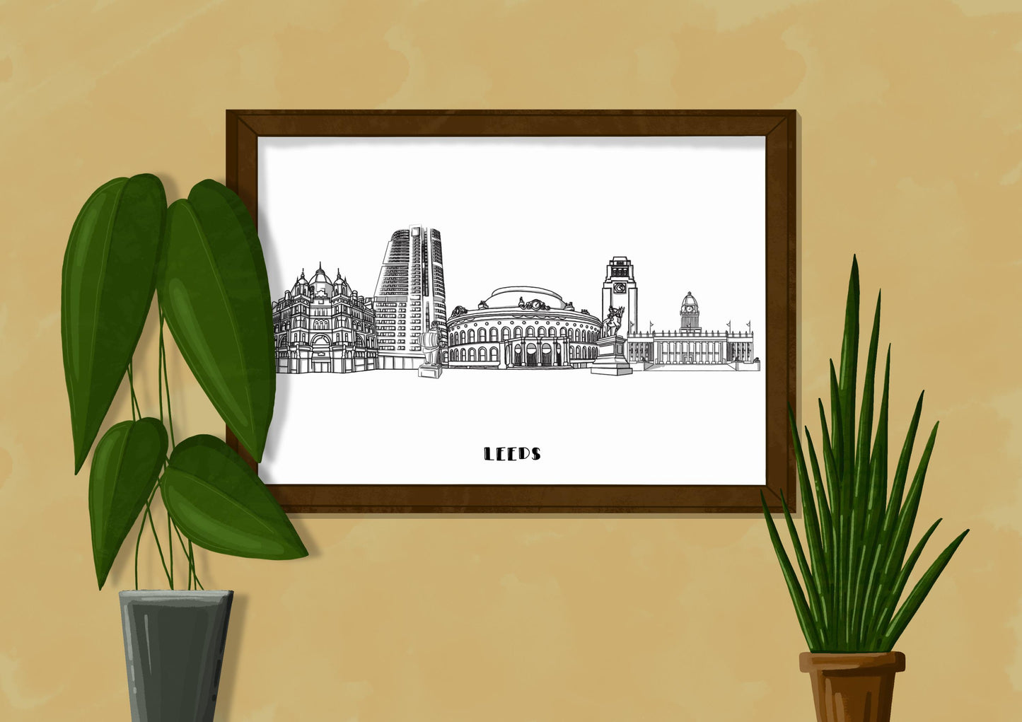 Line Art | Leeds Landmark Skyline | Illustration Print