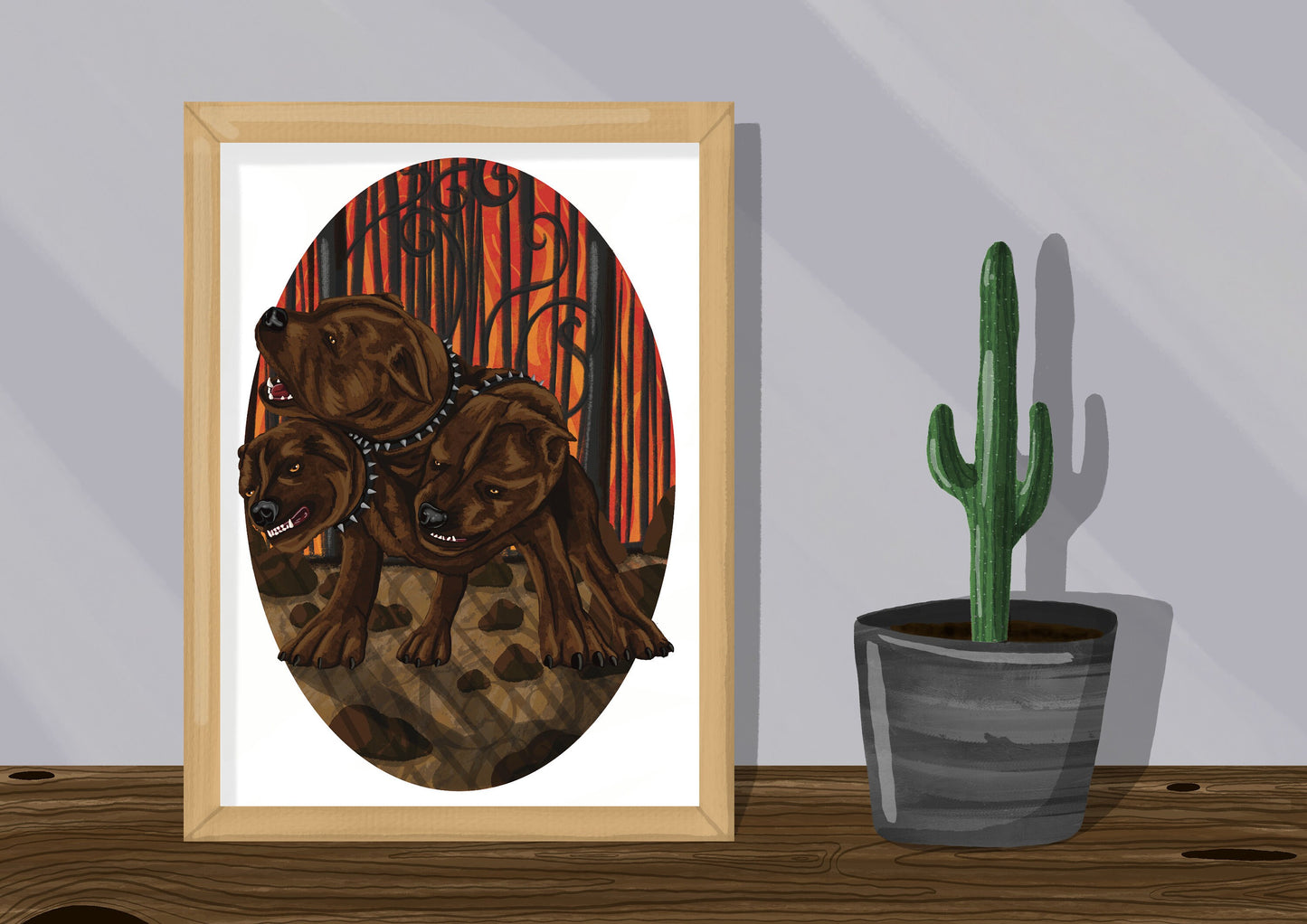 Wall Art | Cerberus | Mythical Creature | Greek Mythology | Illustration Print