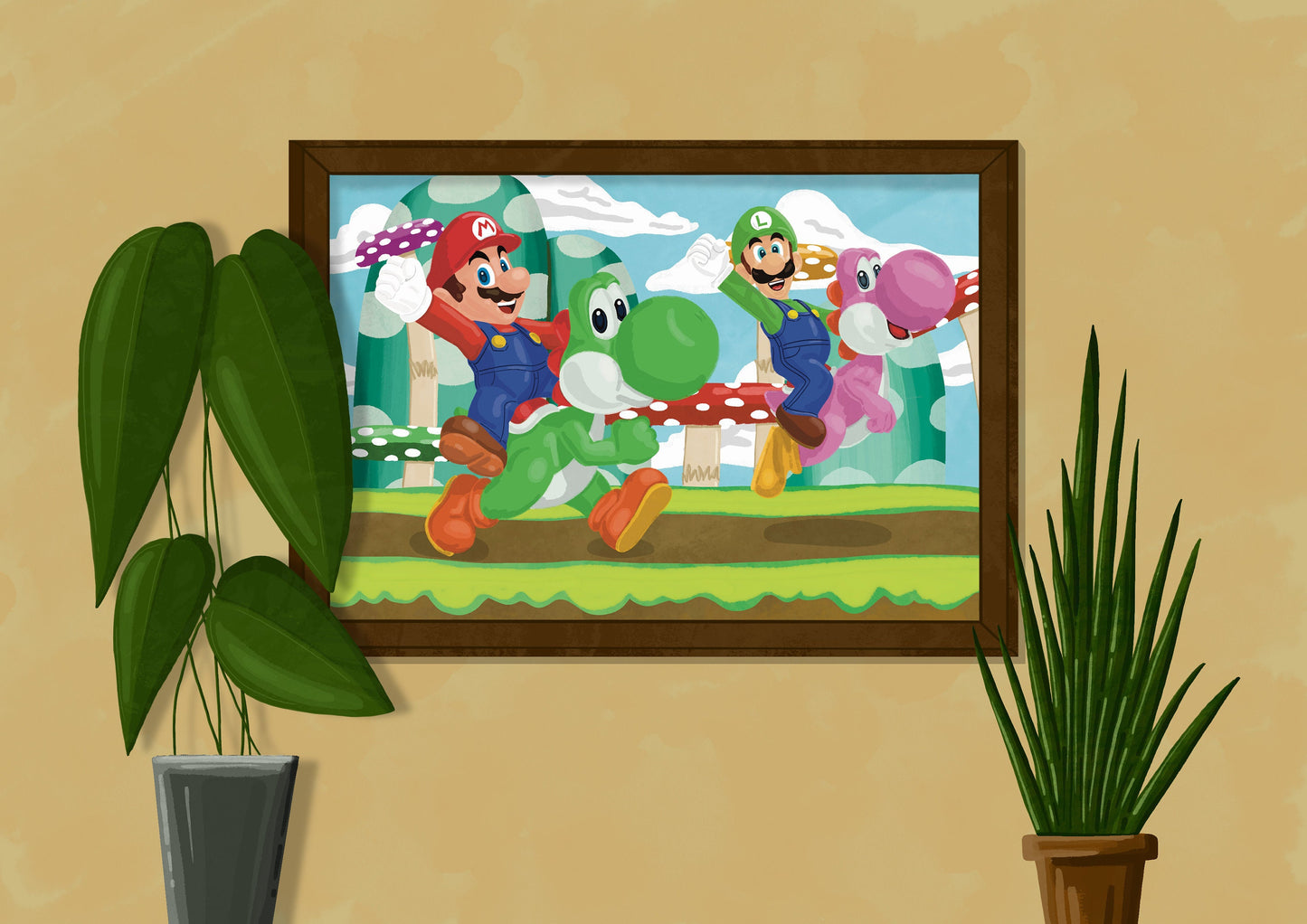 Wall Art | Mario and Luigi | Yoshi | Nintendo | Super Mario | Illustration Print