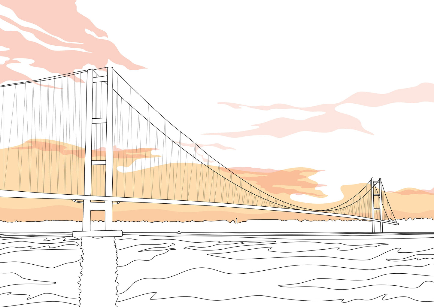 Line Art | Humber Bridge | Landmark | Illustration Print