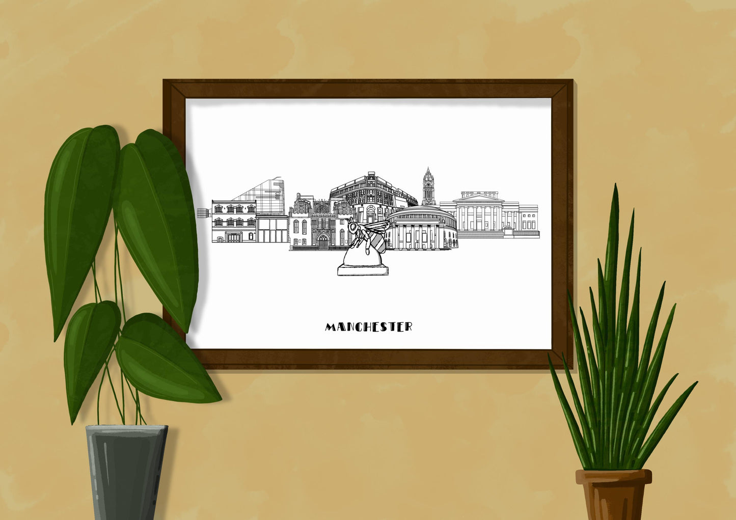 Line Art | Manchester Landmark Skyline | Illustration Print