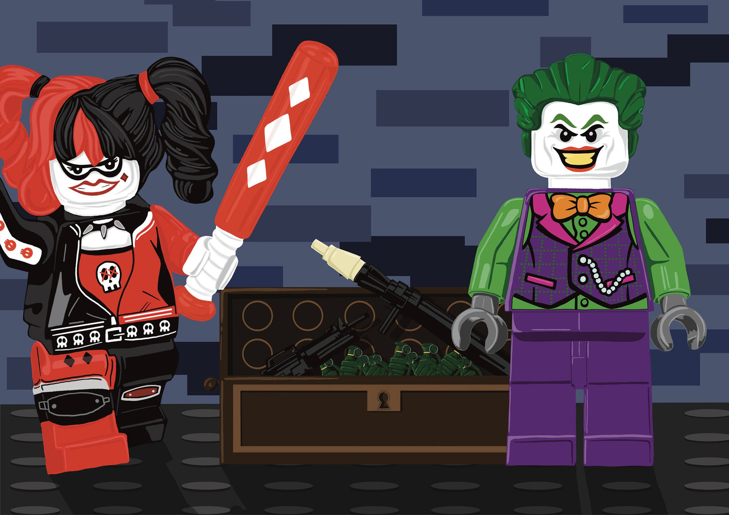 Wall Art | Lego Harley and Joker | Batman | Illustration Print