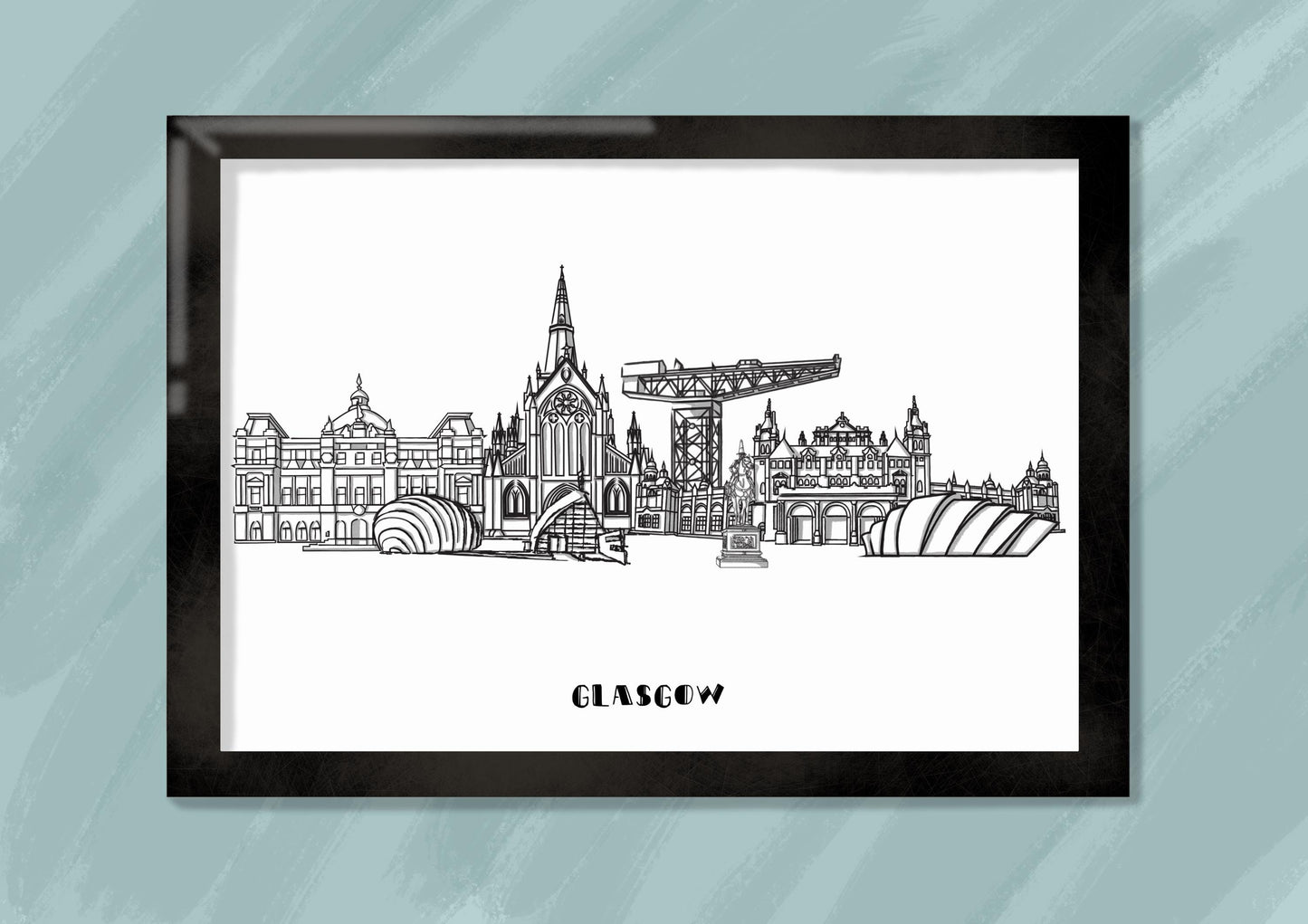 Line Art | Glasgow Landmark Skyline | Illustration Print