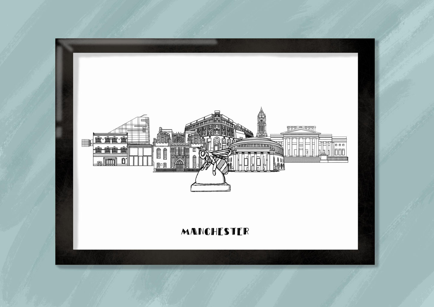 Line Art | Manchester Landmark Skyline | Illustration Print